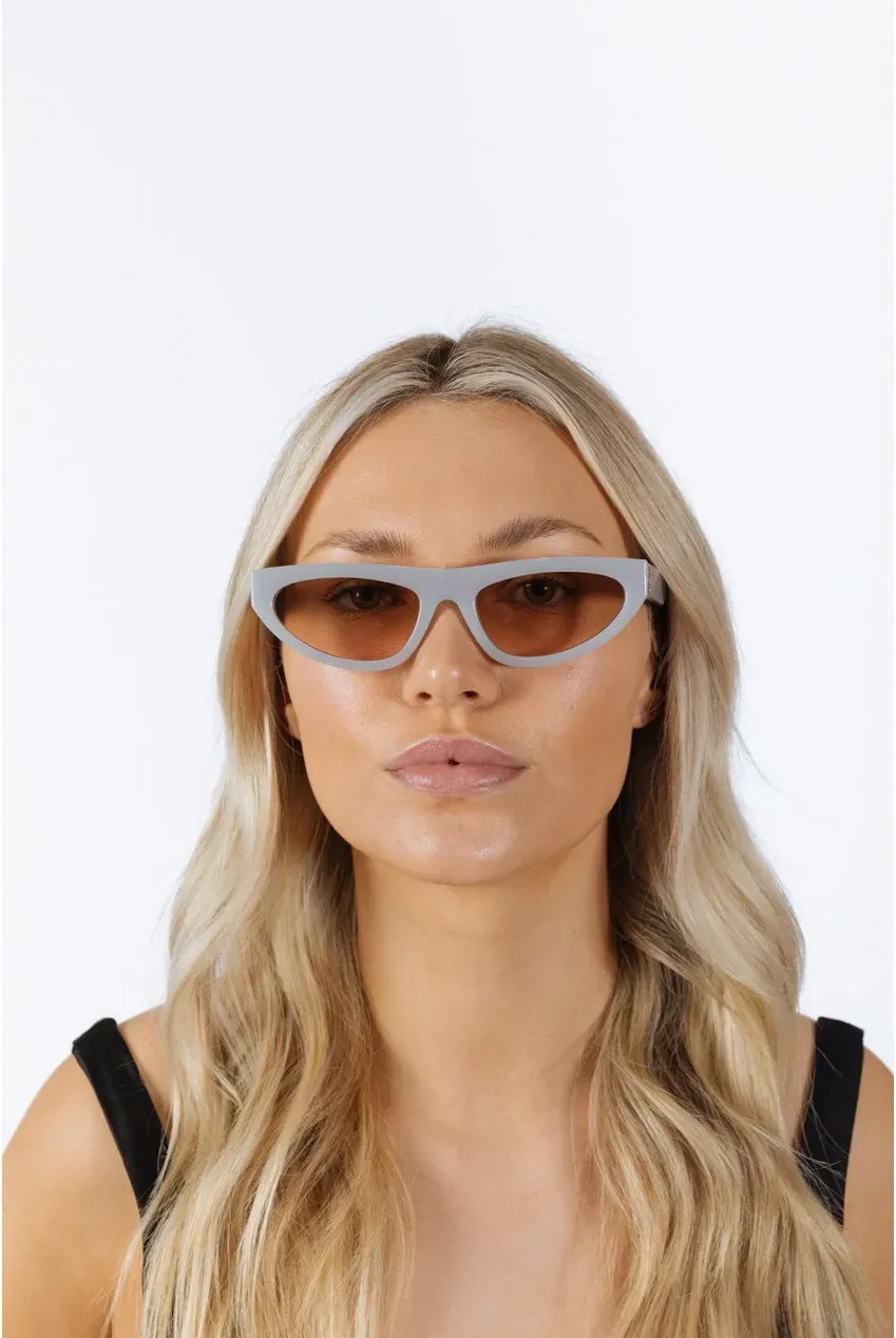 SVNX Retro Oval Occhiali da Sole Grigi Lente Gialla