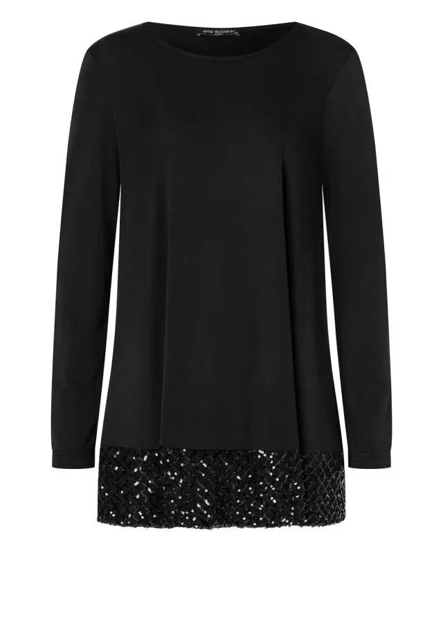 Ana Alcazar Odora top nero con paillettes