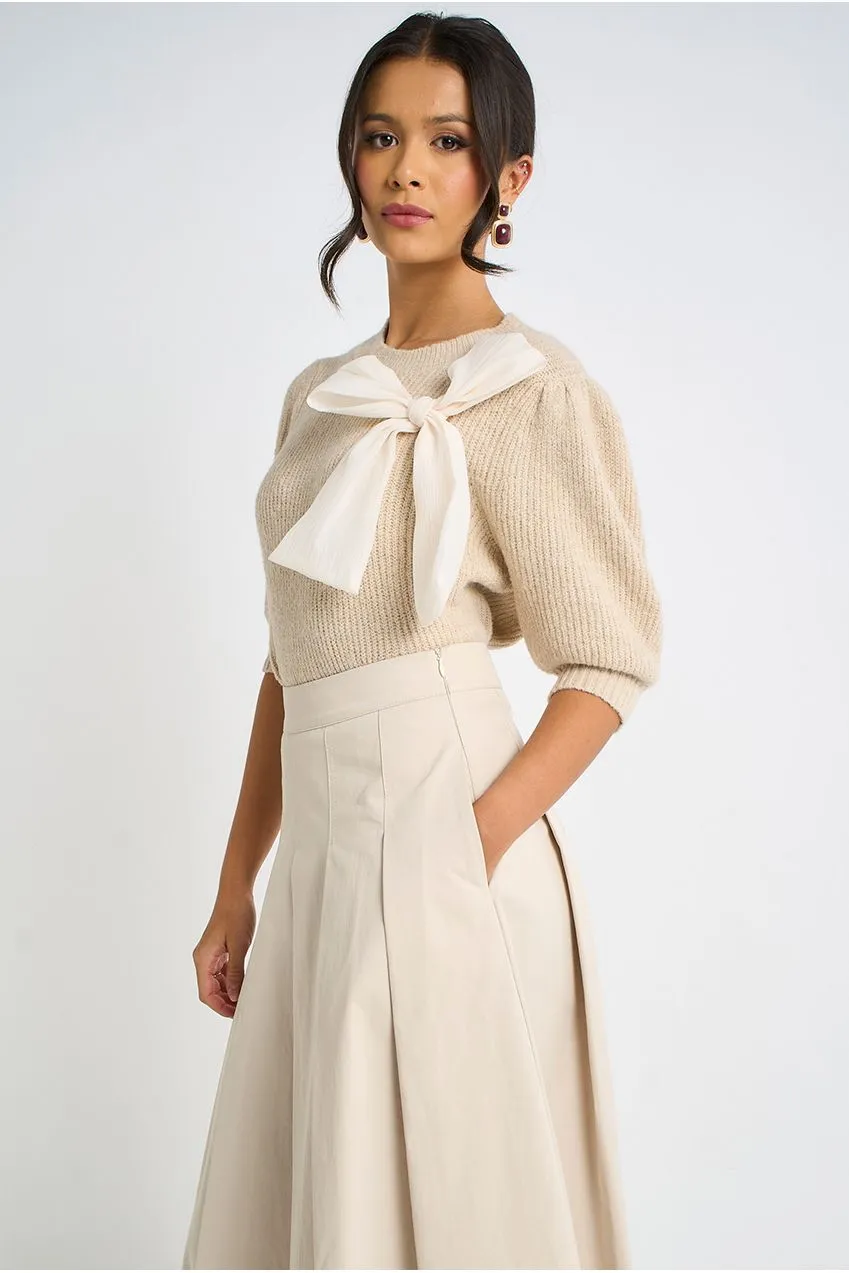 Gini London GL2108 gonna midi pietra in cotone plissettata