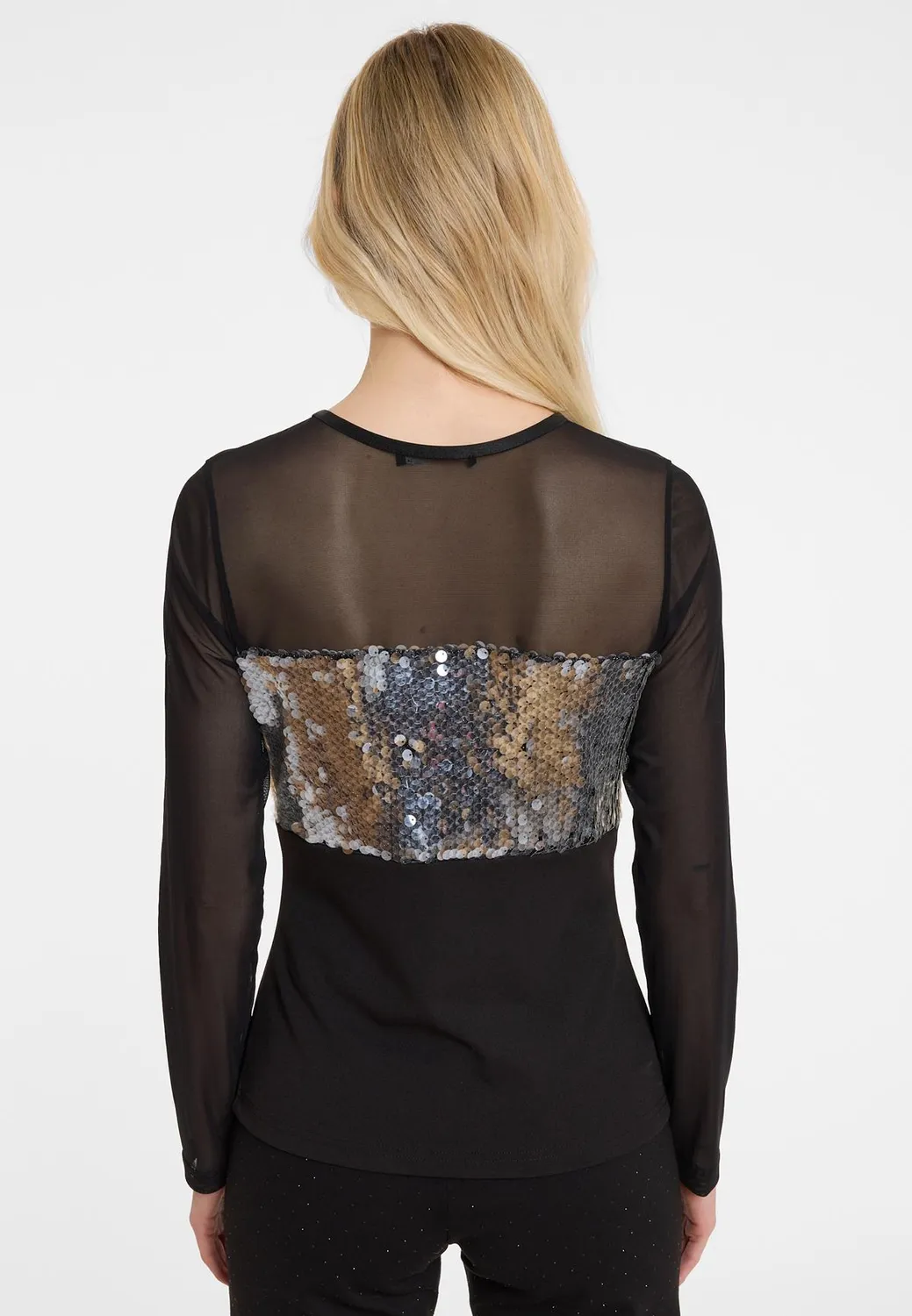 Ana Alcazar Abdia top sera nero paillettes