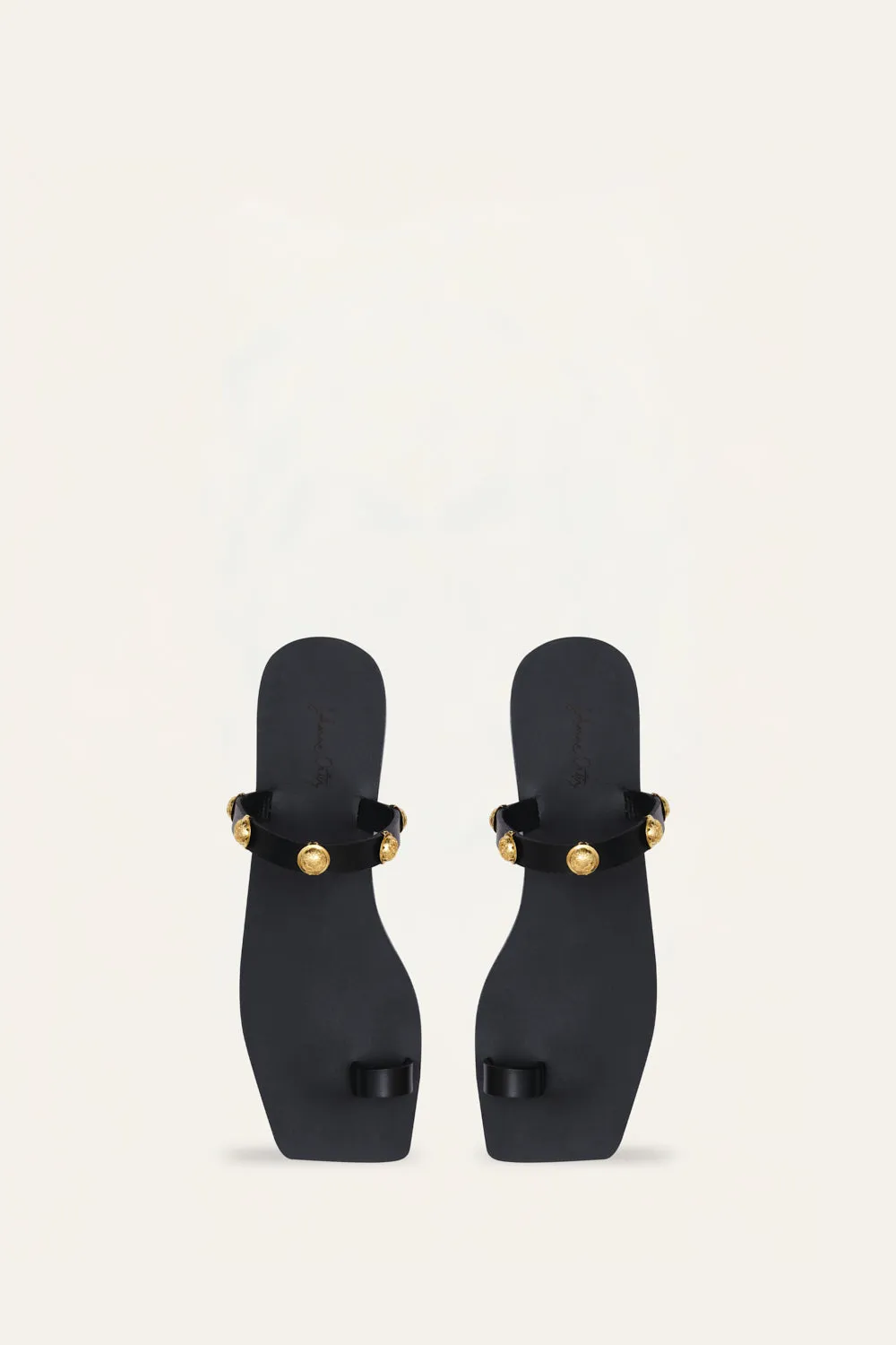 Johanna Ortiz Jungle Luxe sandali flat pelle neri oro