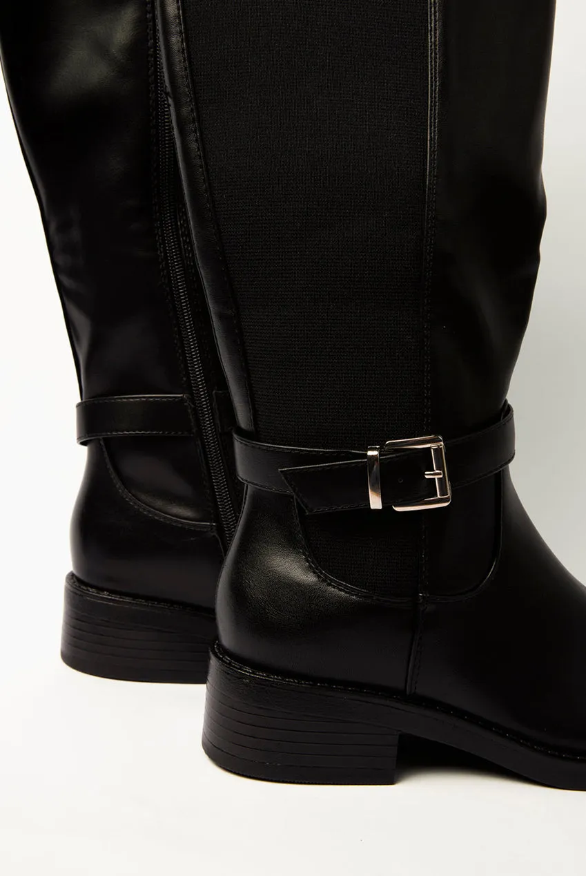 Blue Vanilla Buckle stivali neri tacco basso fibbia