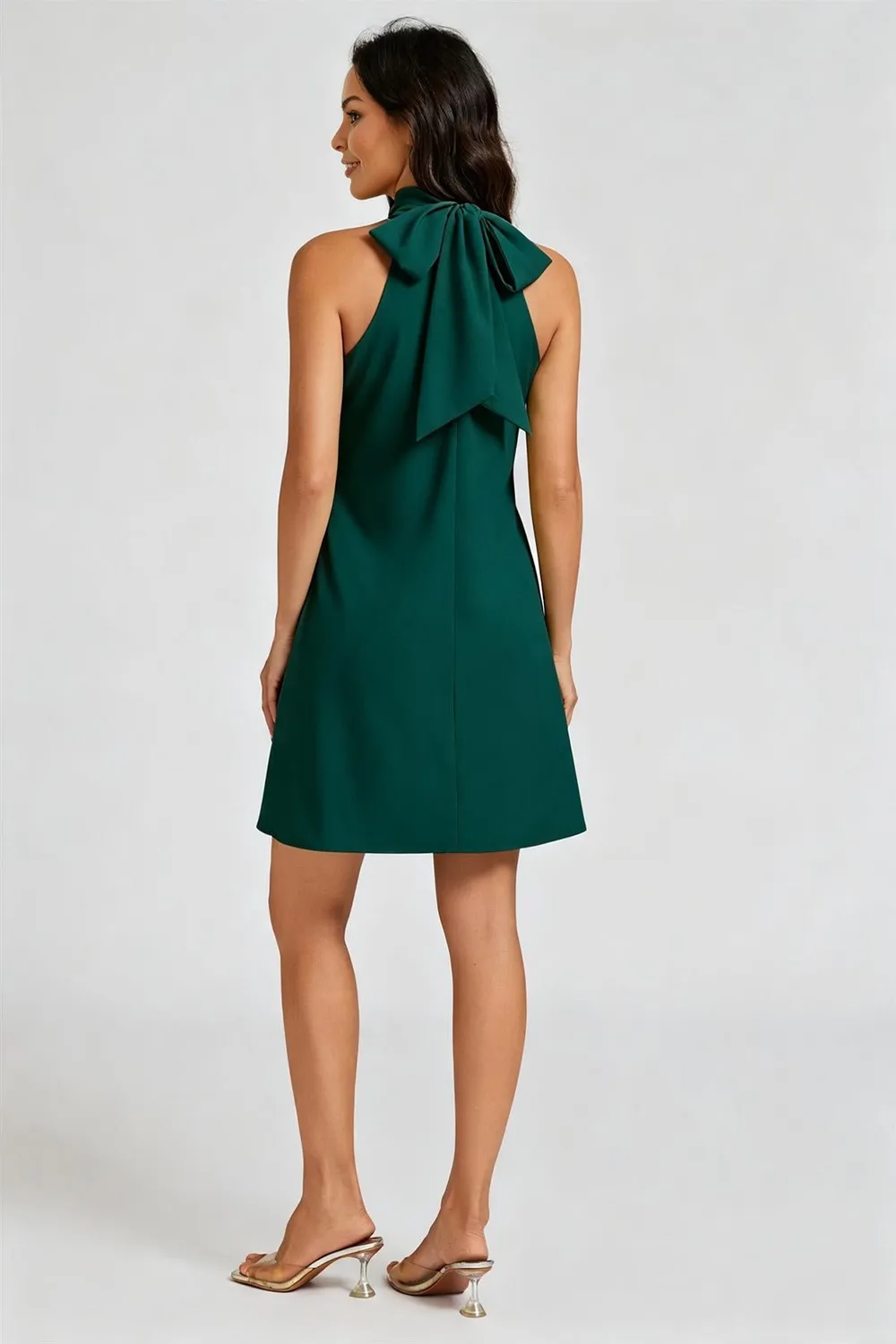 FS Collection Halter abito mini verde bosco schiena