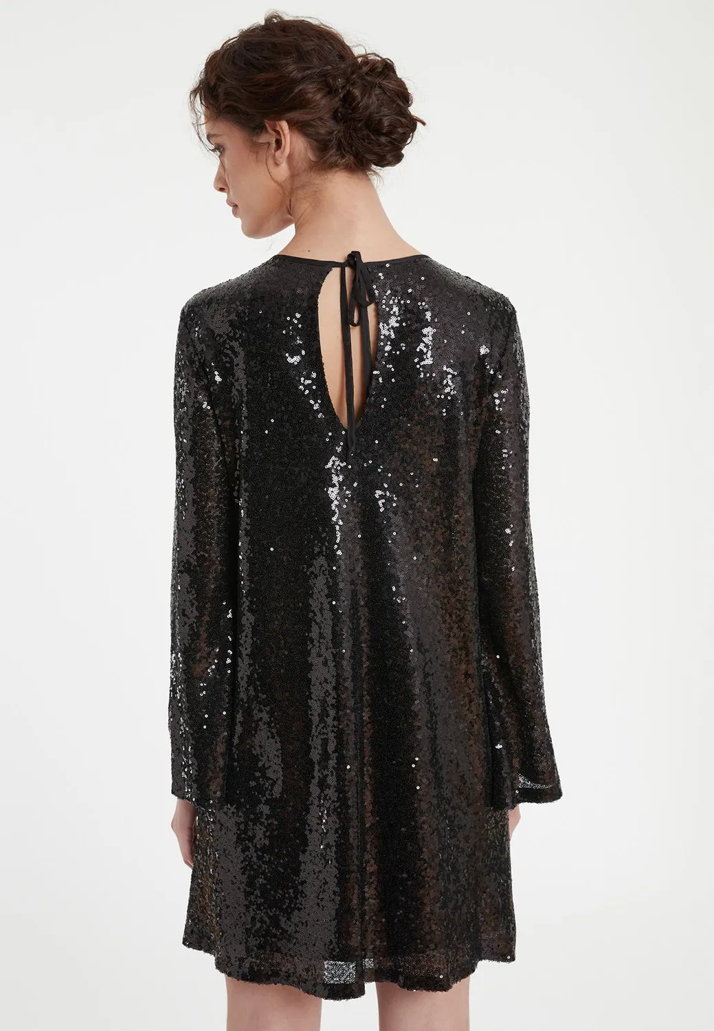 Ana Alcazar Tadya abito paillettes nero corto