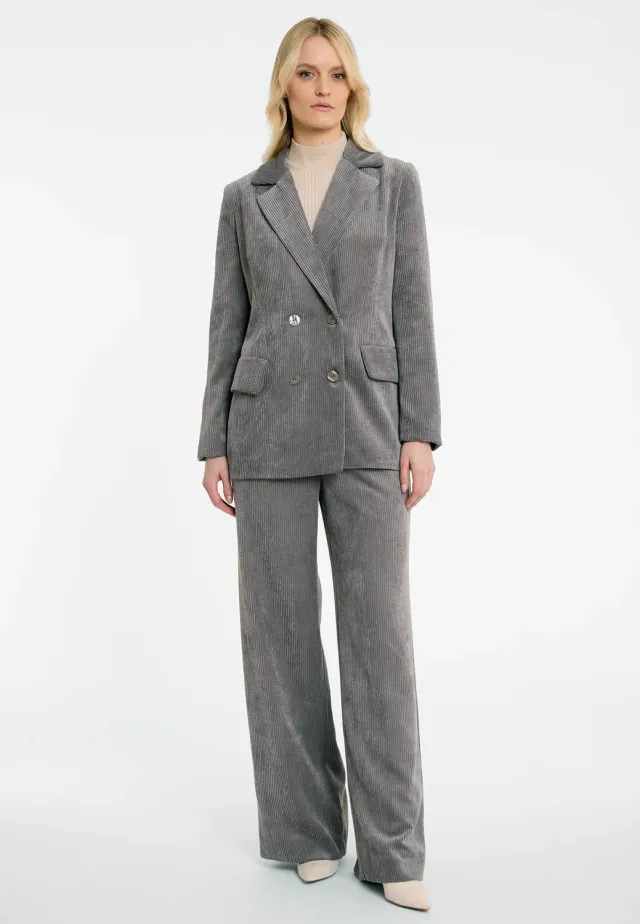 Ana Alcazar Adia blazer velluto grigio doppiopetto