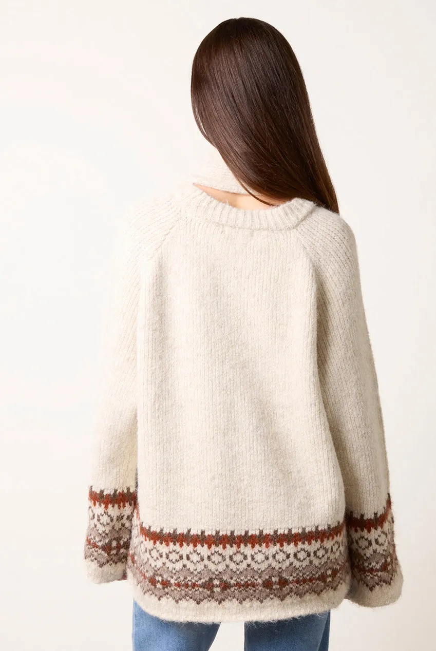 Blue Vanilla Fair Isle maglione beige con sciarpa