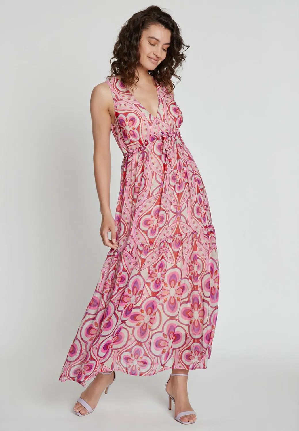 Ana Alcazar Kea abito lungo chiffon floreale viola