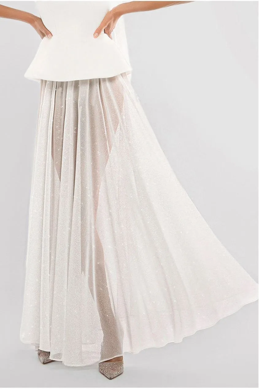 Goddiva Glitter Chiffon gonna lunga nera glitter S M L
