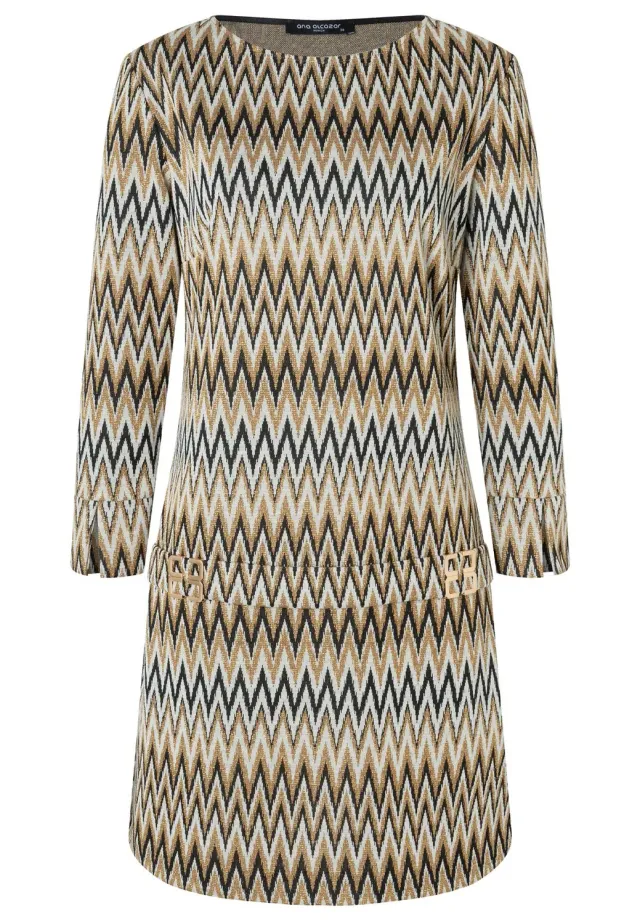 Ana Alcazar Penalle abito tunica nero oro beige lurex
