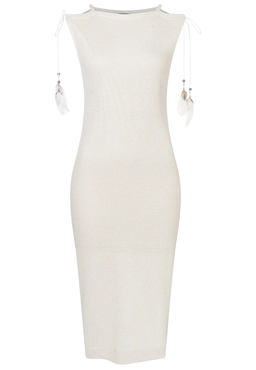 Ana Alcazar Danie abito midi crema maglia luminosa