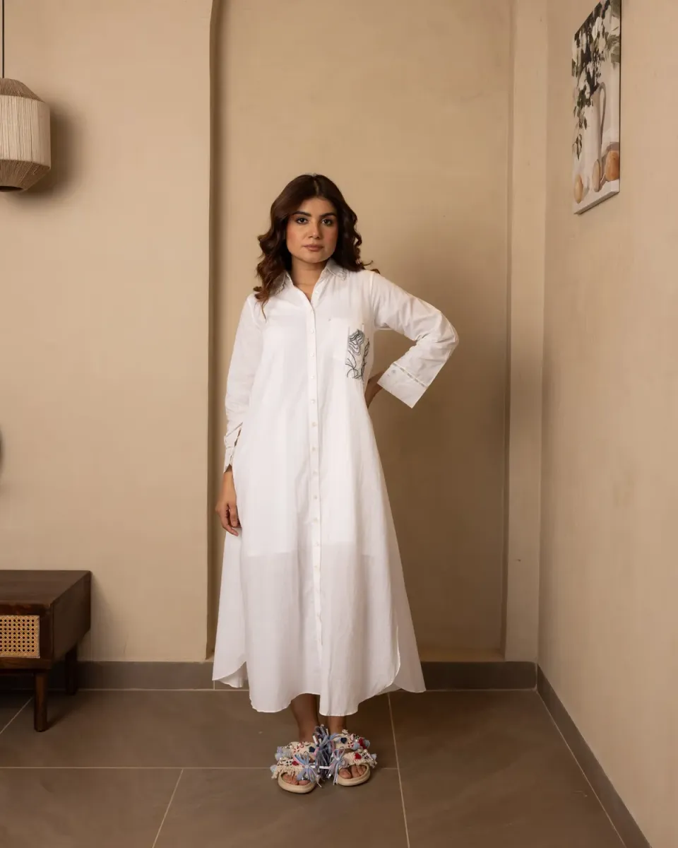 Our Dve Nautica Neptune Dress abito bianco cotone