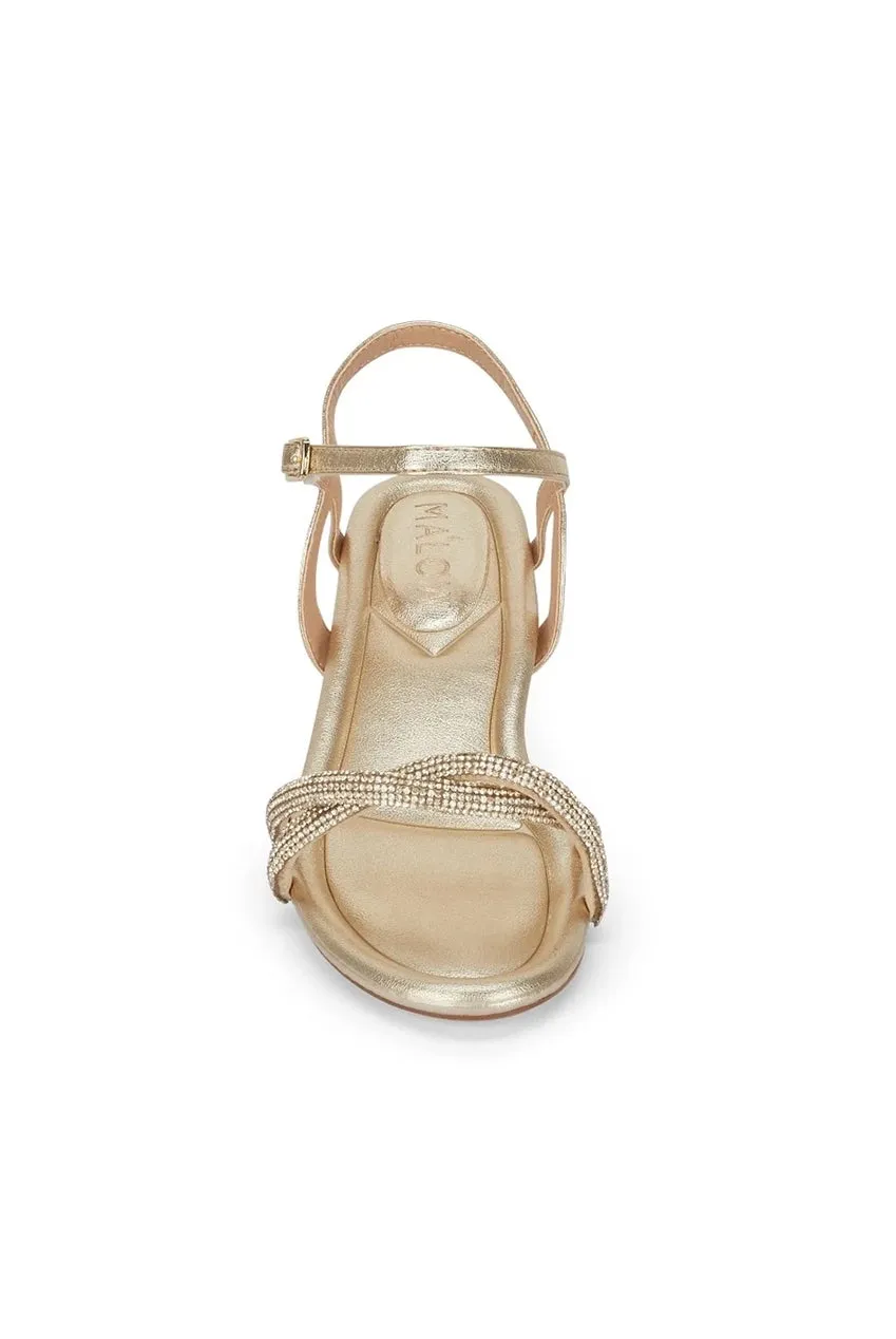 Malow London Lana sandali oro tacco 5,5 cm strass