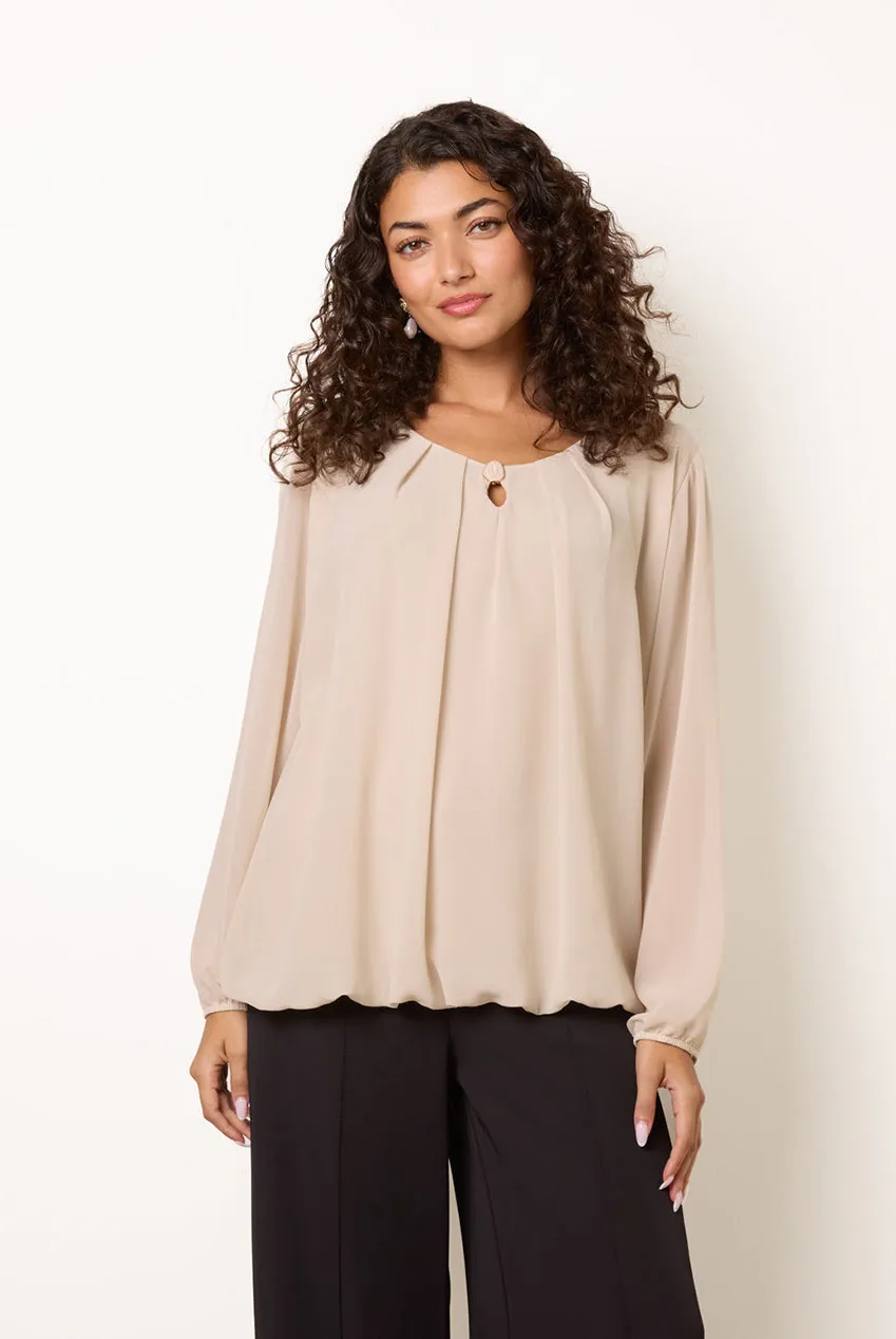 Blue Vanilla blusa beige S/M chiffon bottoni marmo