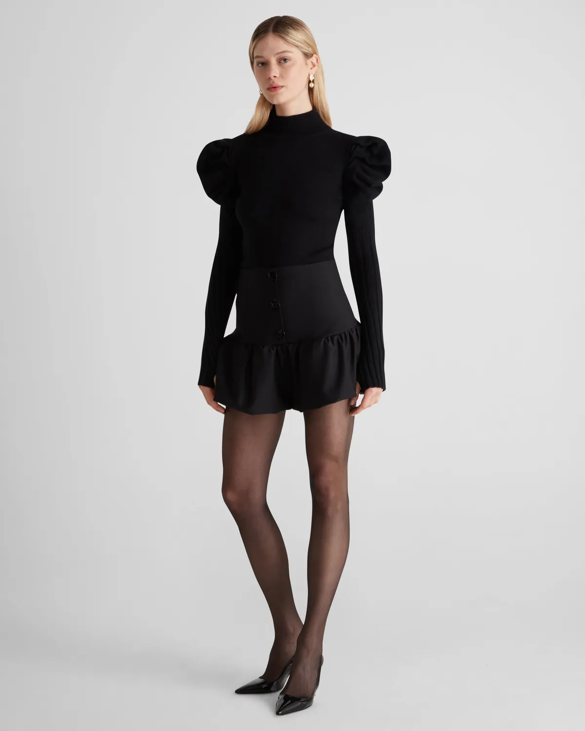 Violante Nessi Vittorio Maglione Merino Nero Collo Alto