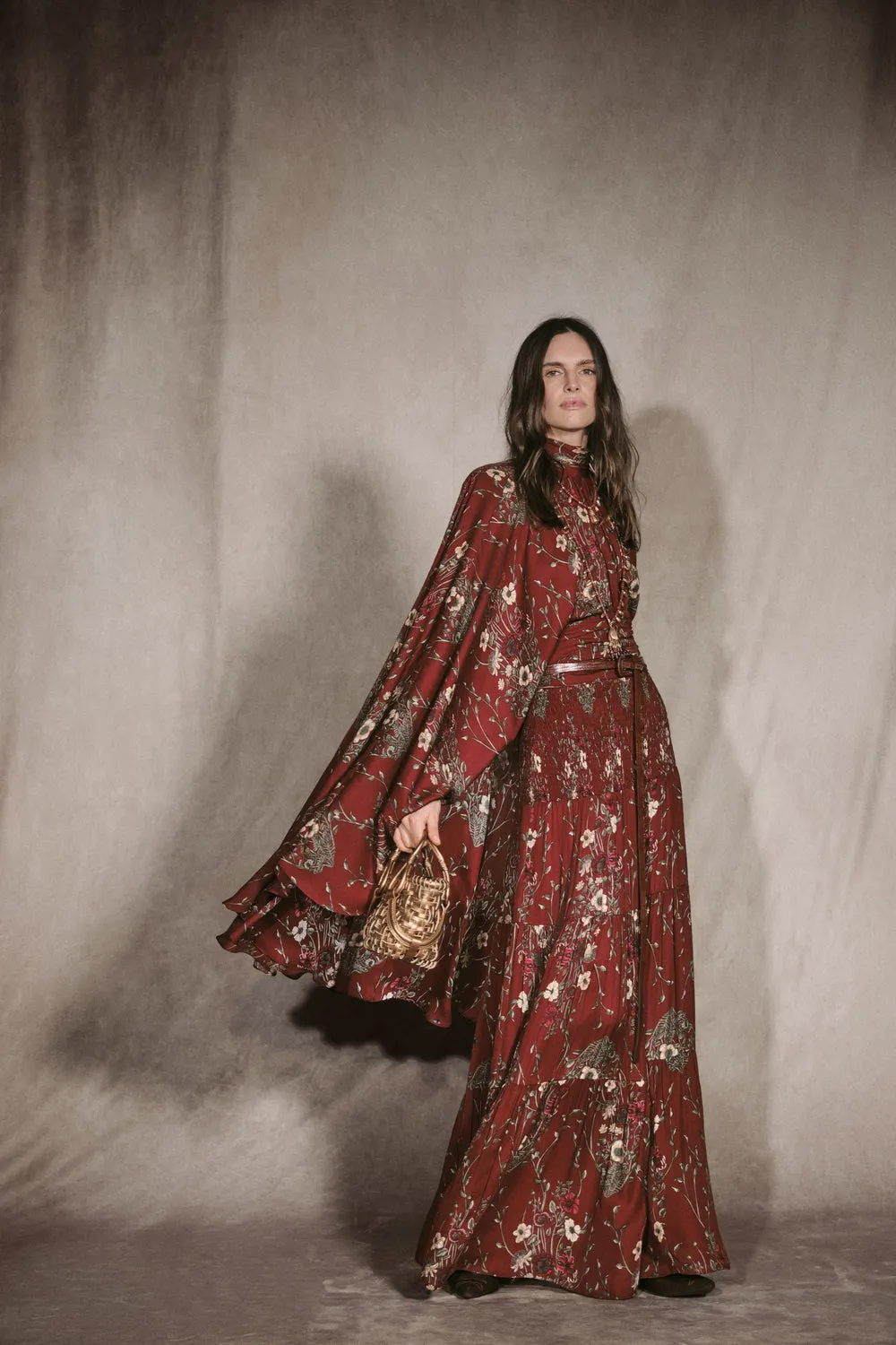 Johanna Ortiz Poetic Garden top seta rosso mantella