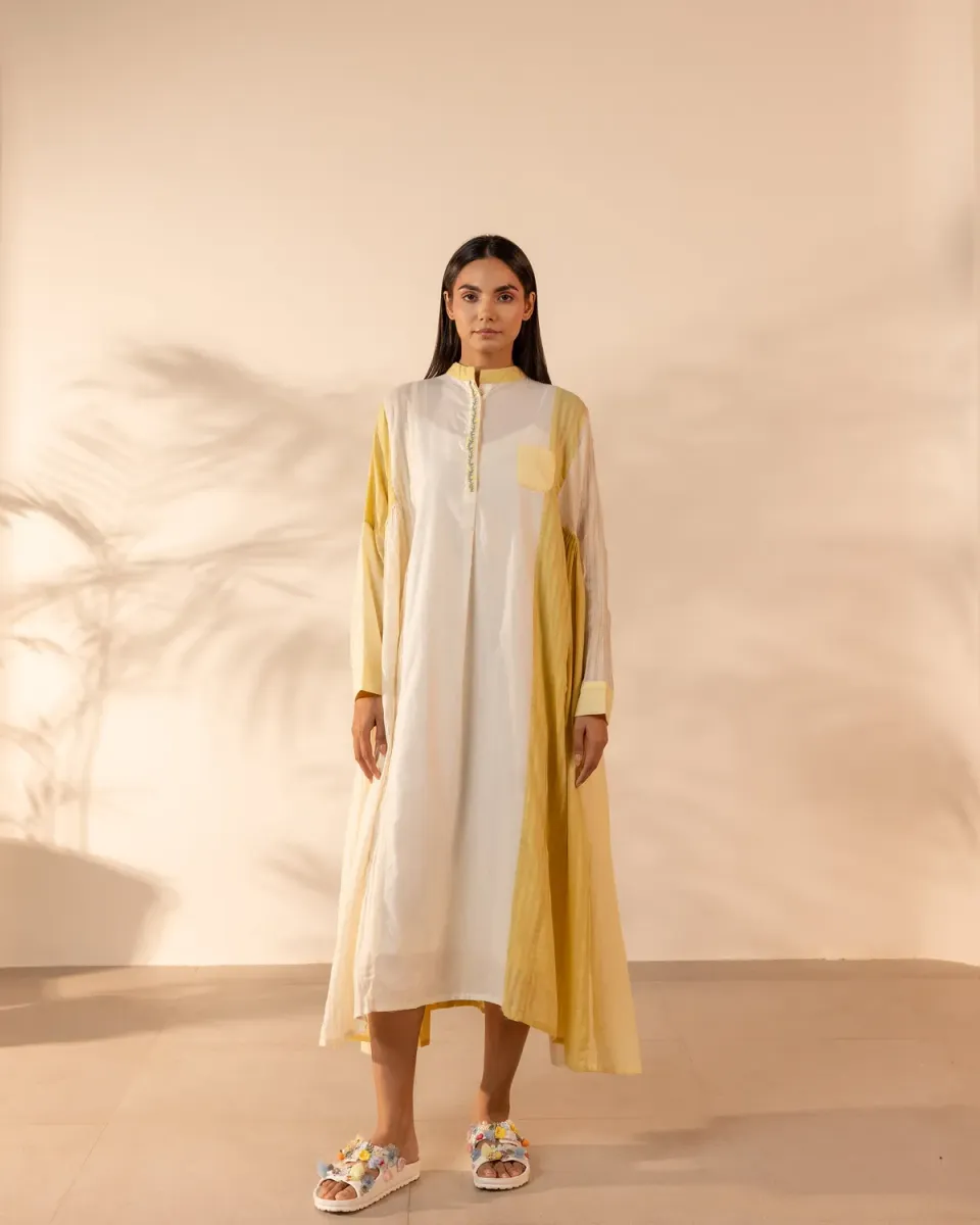 Our Dve Blush Wind abito giallo beige cotone taglia unica