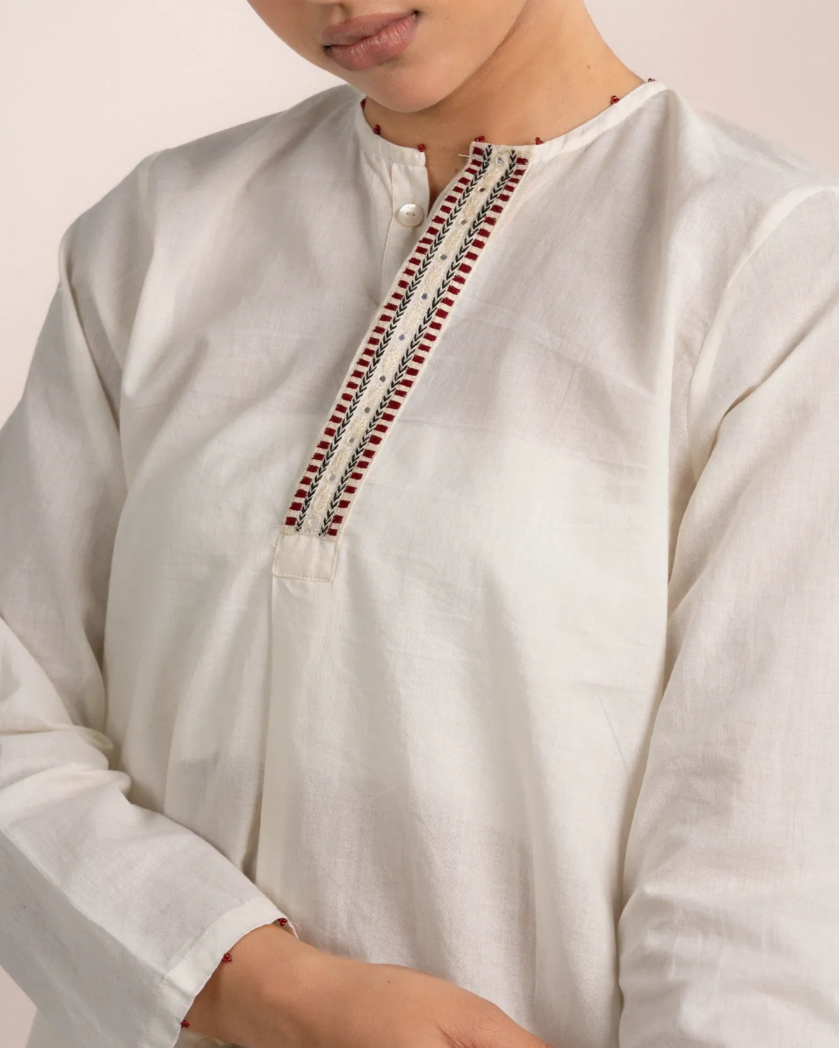Our Dve Luna Top top cotone beige ricamo