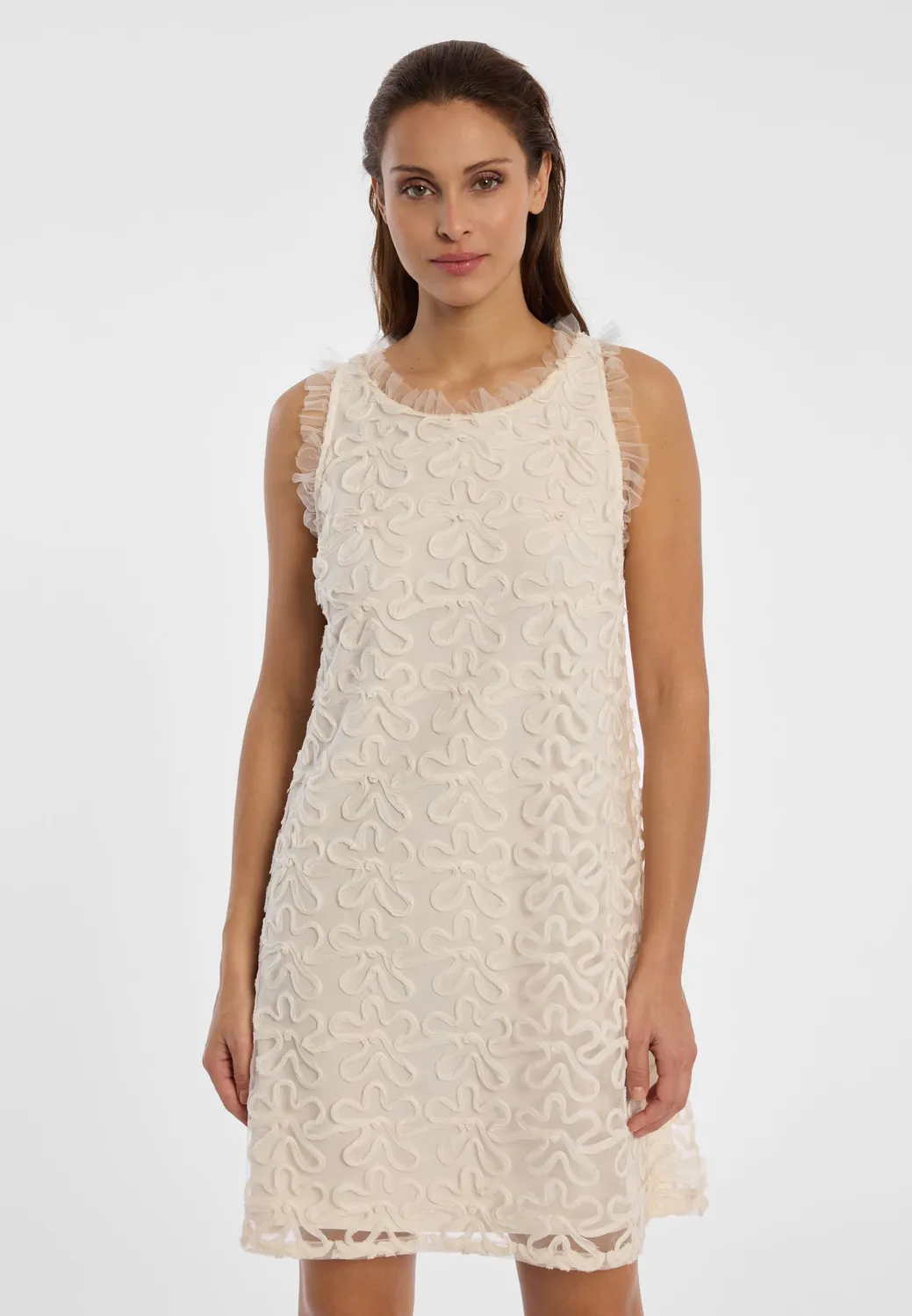 Ana Alcazar Daith abito pizzo avorio con balze