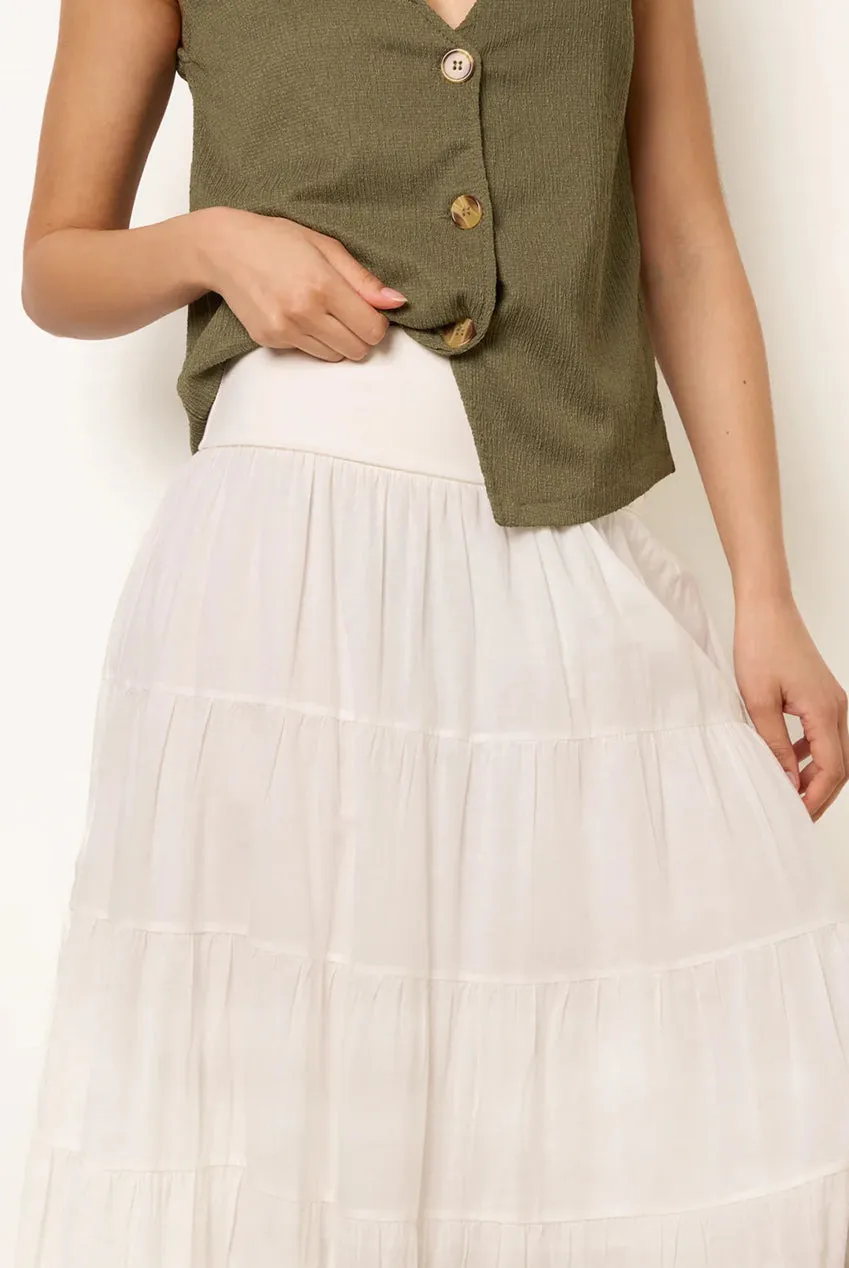 Blue Vanilla Jersey Band Tiered gonna maxi avorio