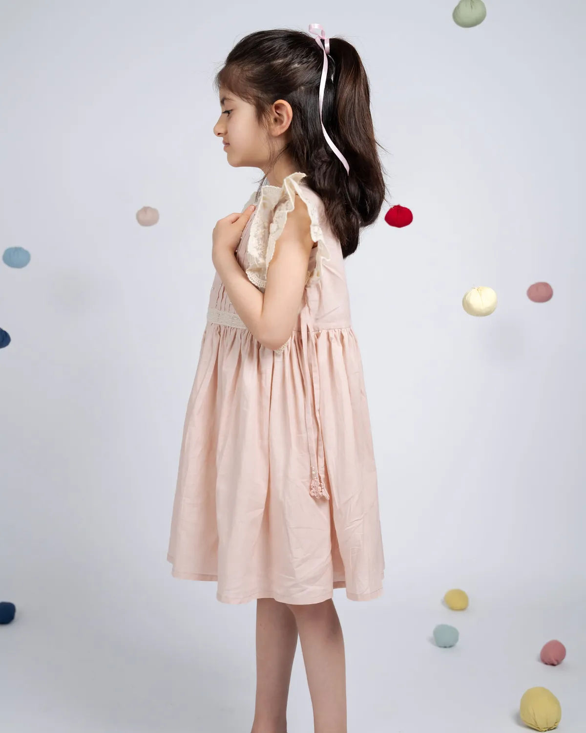 Our Dve Rosie Dress vestito bambina rosa cotone 5-6 anni