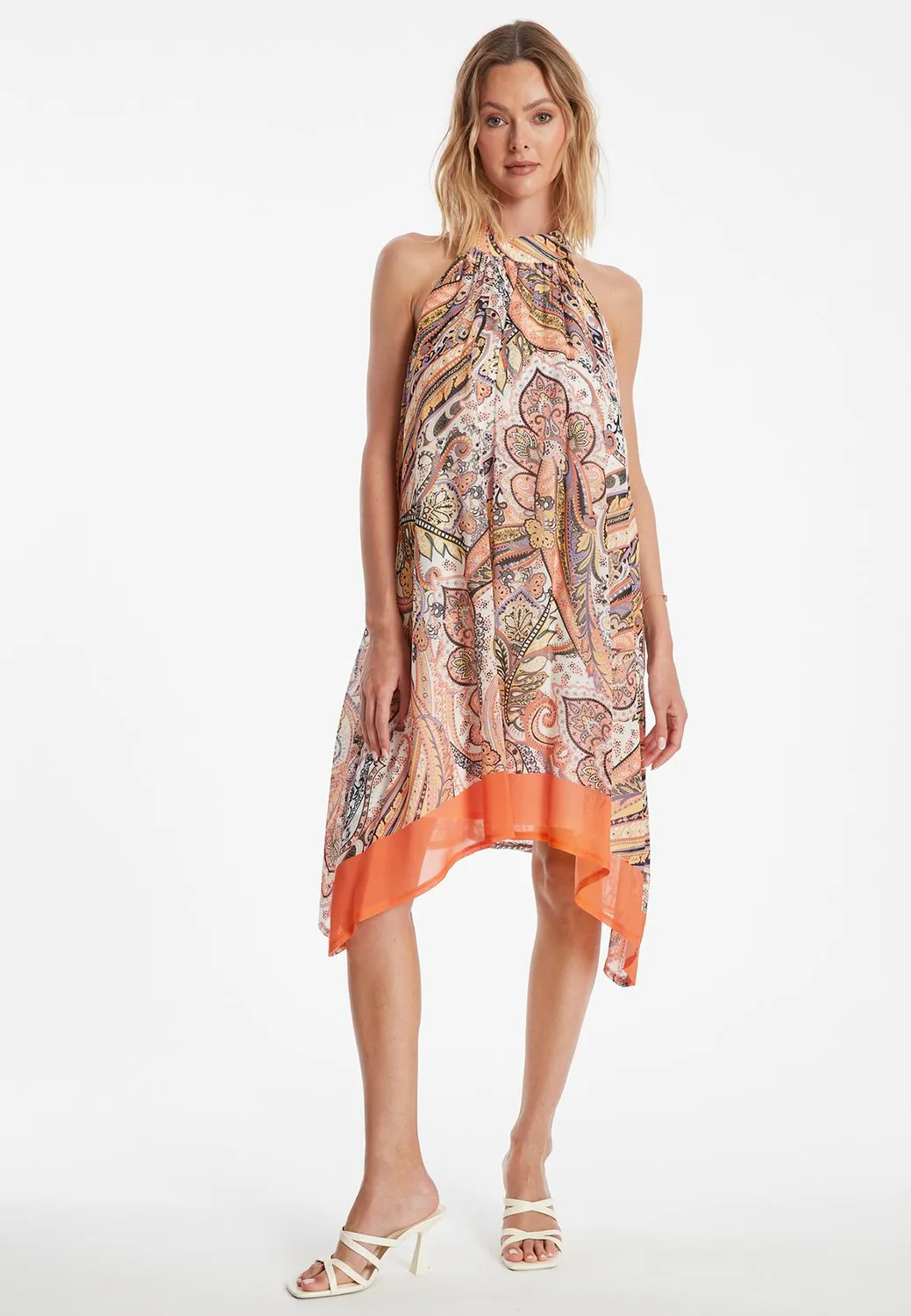 Ana Alcazar Zenny abito halterneck taglie 34-44 stampa paisley