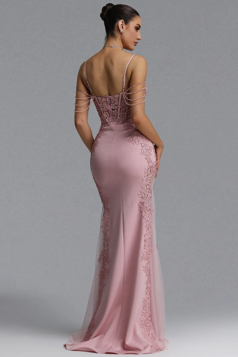 Bella Barnett Encho abito sirena pizzo floreale rosa