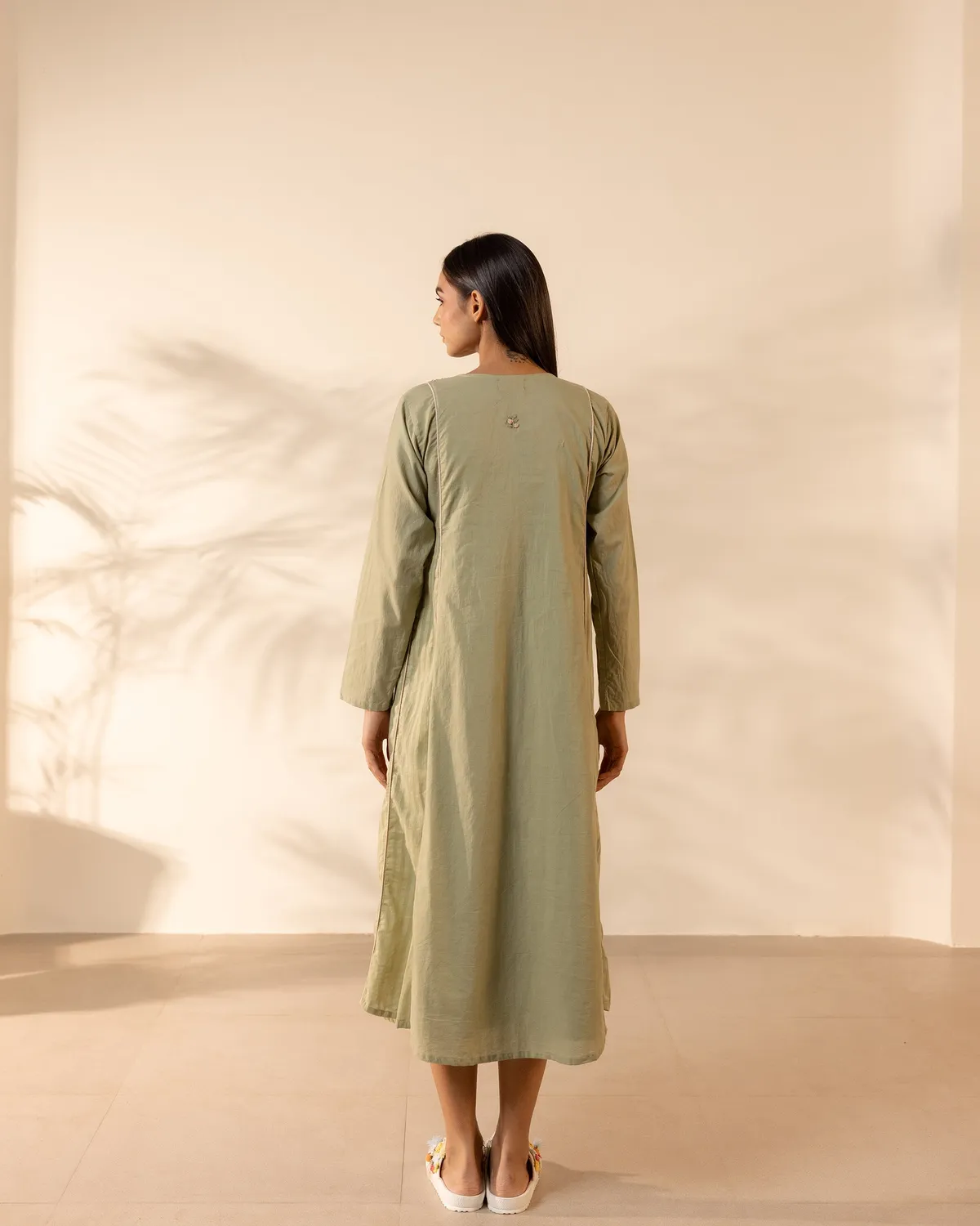 Our Dve Sunpetal abito verde cotone con sottoveste