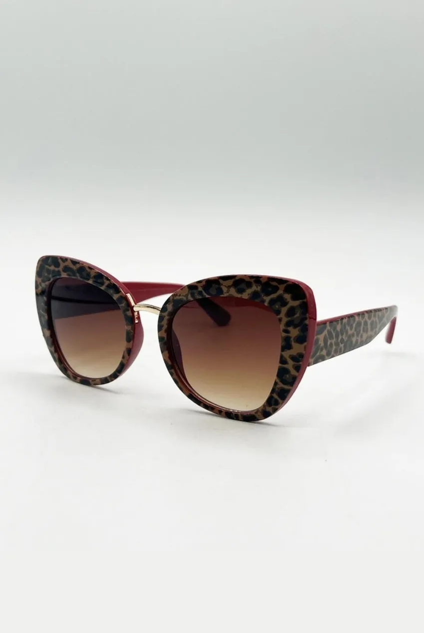 SVNX Oversized Cat-Eye occhiali da sole marrone leopardati