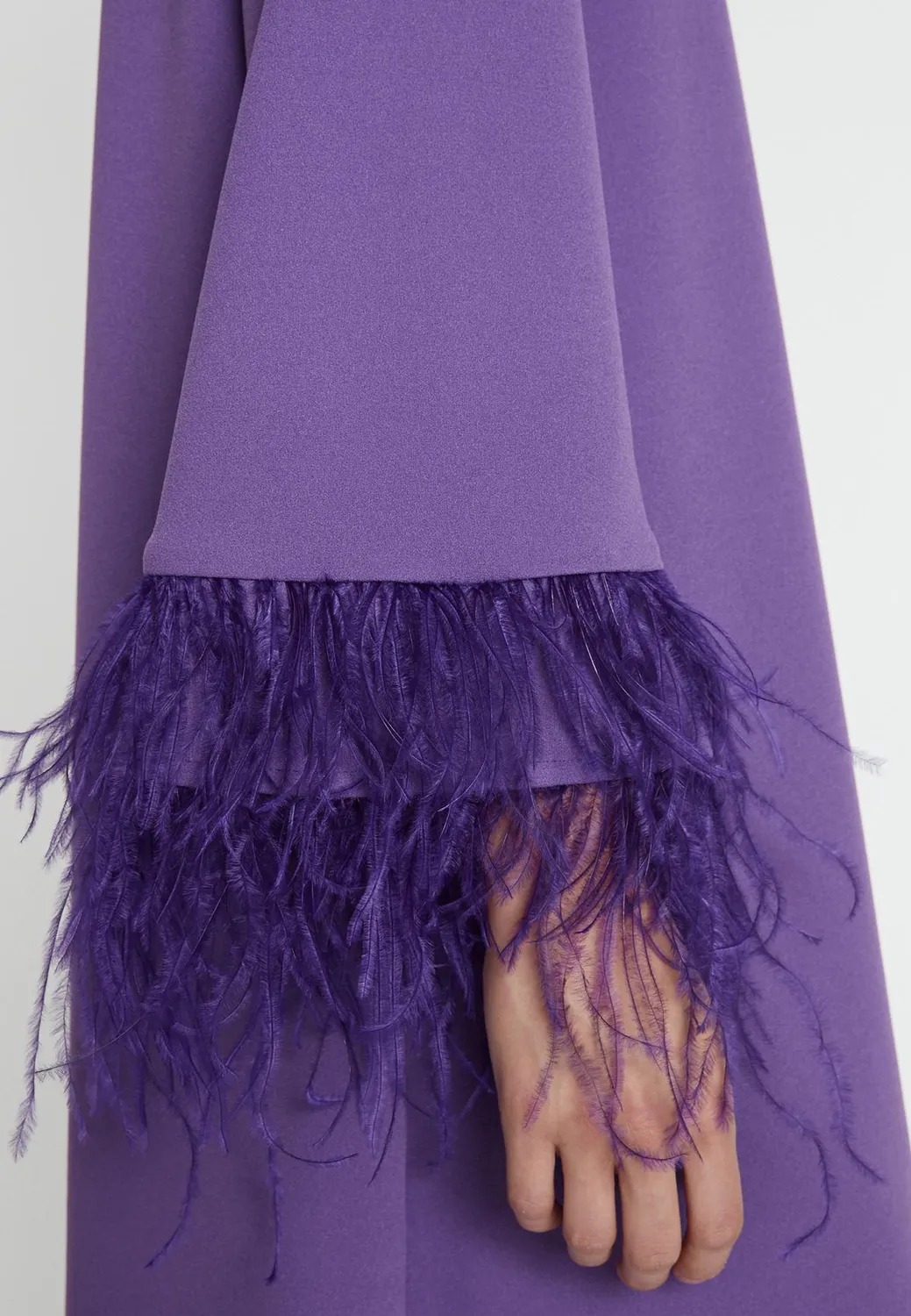 Ana Alcazar Okory abito cocktail viola piume