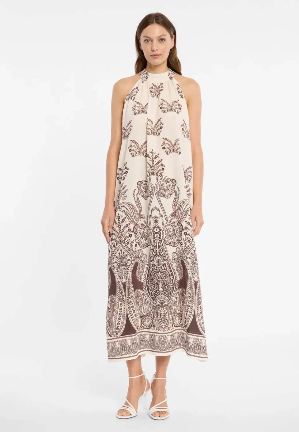 Ana Alcazar Doreyu abito lungo paisley marrone