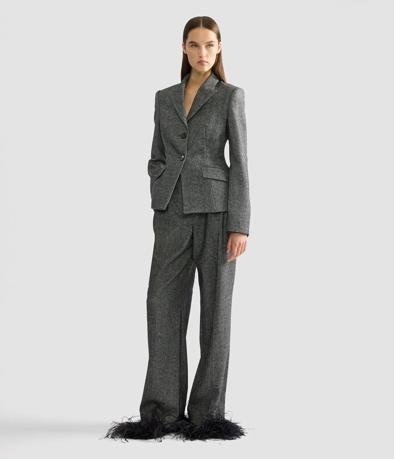 Erdem Herringbone pantalone palazzo spina di pesce