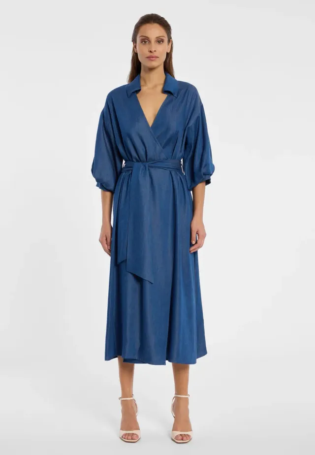 Ana Alcazar Darla abito camicia denim midi