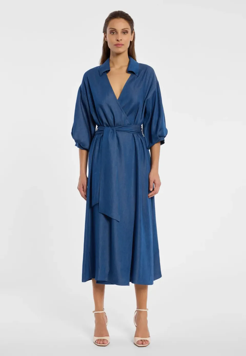 Ana Alcazar Darla abito camicia denim midi