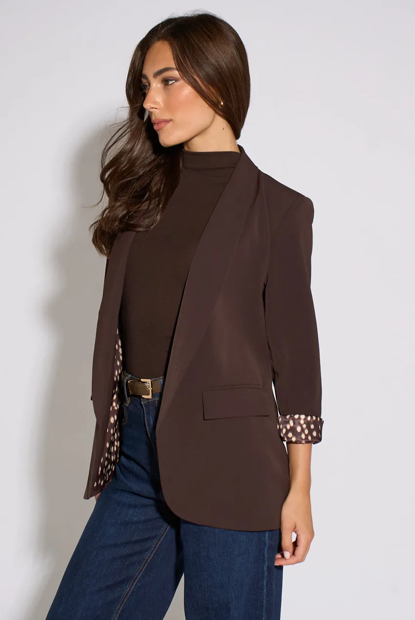 Gini London blazer marrone edge to edge manica contrasto