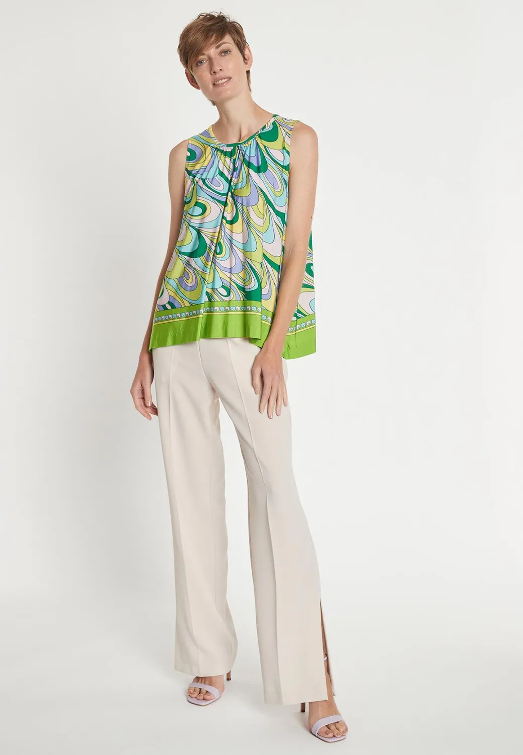 Ana Alcazar Lossy Top Stampa Retro Verde
