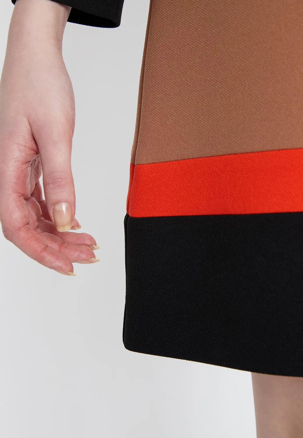 Ana Alcazar Sideo abito linea A cappuccino color block