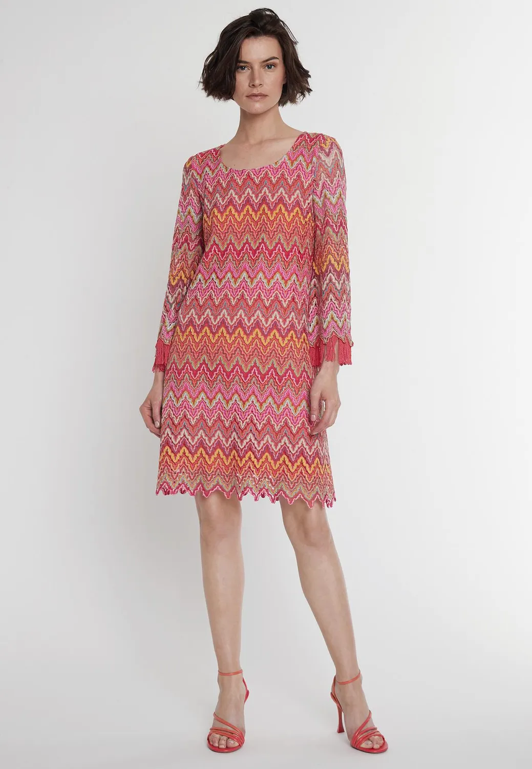 Ana Alcazar Polomi abito knit rosa traforato corto