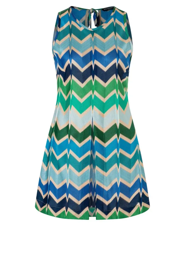 Ana Alcazar Poccy top lungo smanicato zigzag blu
