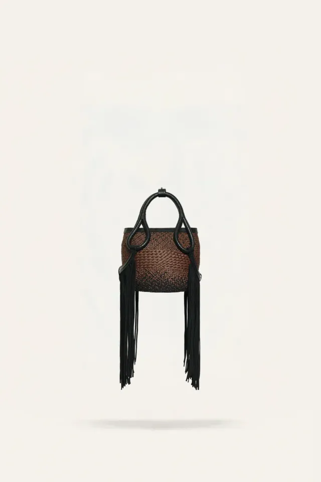 Johanna Ortiz Soul Of The River mini tote paglia marrone
