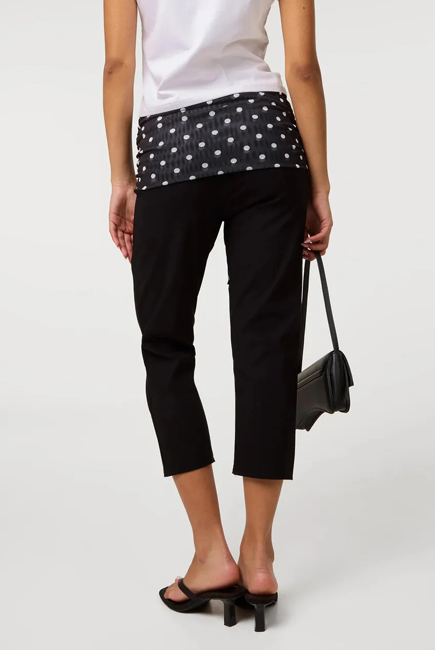 Pink Vanilla Mesh Polka Dot pantaloni capri neri pois