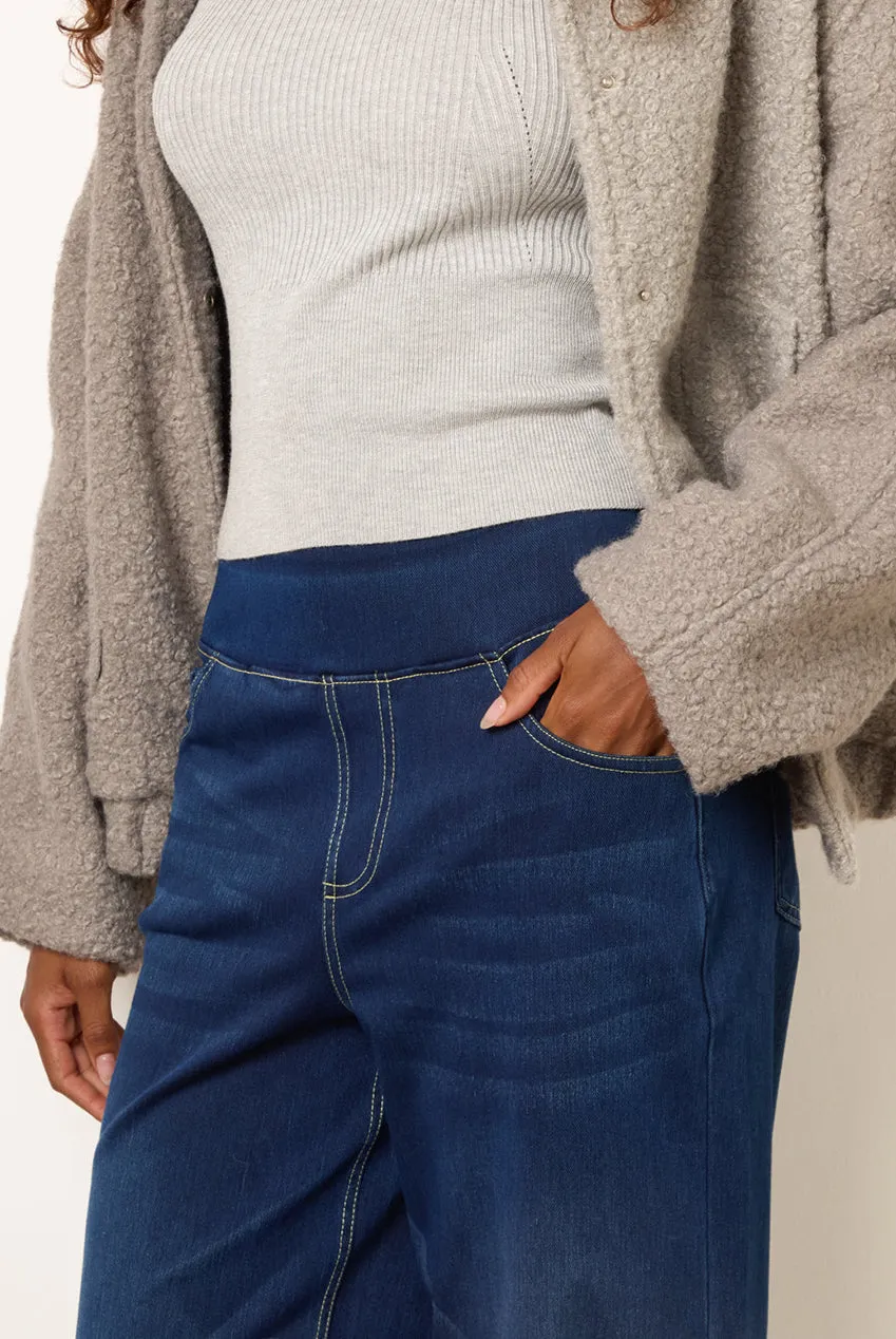 Blue Vanilla Jeans Indaco Vita Elastica Zampa Elasticizzati