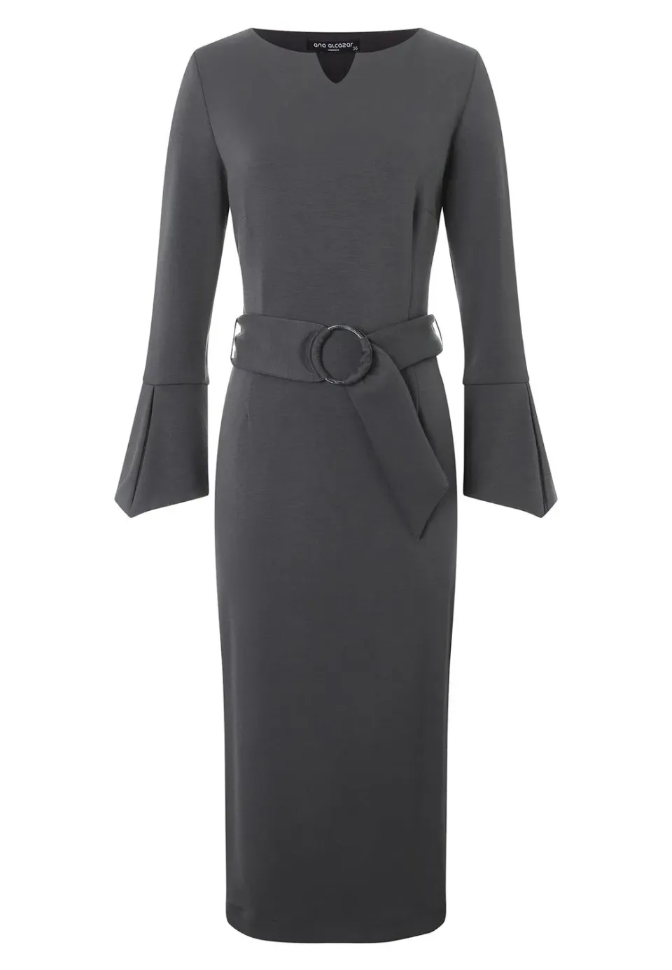 Ana Alcazar Mehisa abito tubino grigio midi jersey