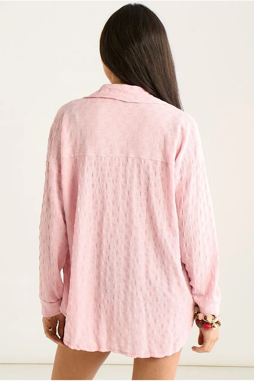 Gini London Pink Textured camicia oversize rosa S/M