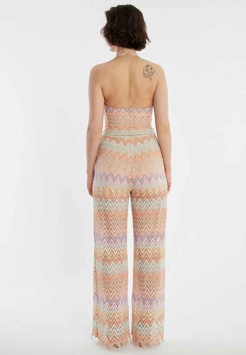 Ana Alcazar Zana tuta lunga halter zigzag pastello