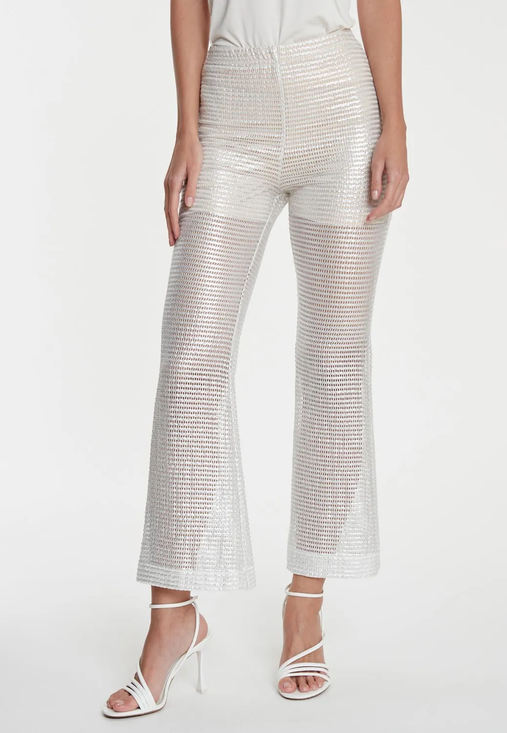 Ana Alcazar Wahori pantaloni cropped bianchi rete