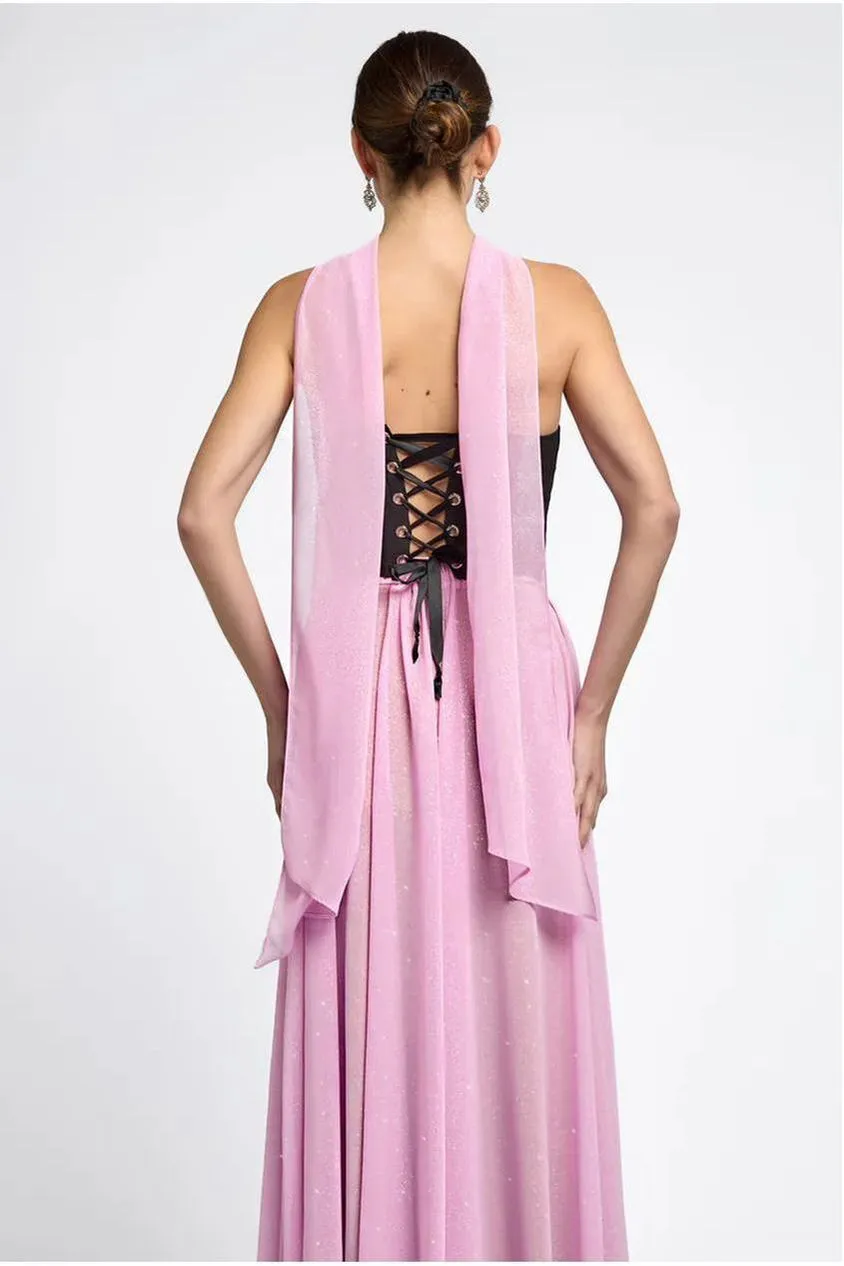 Goddiva Glitter Chiffon sciarpa nero glitter leggera