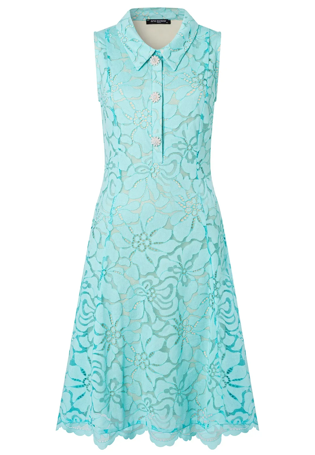 Ana Alcazar Dalun abito camicia pizzo acquamarina