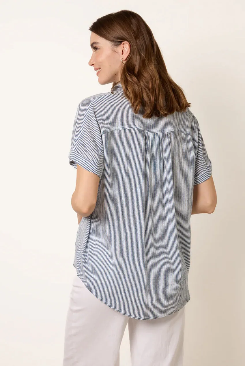 Blue Vanilla Stripe Button Front camicia righe blu navy