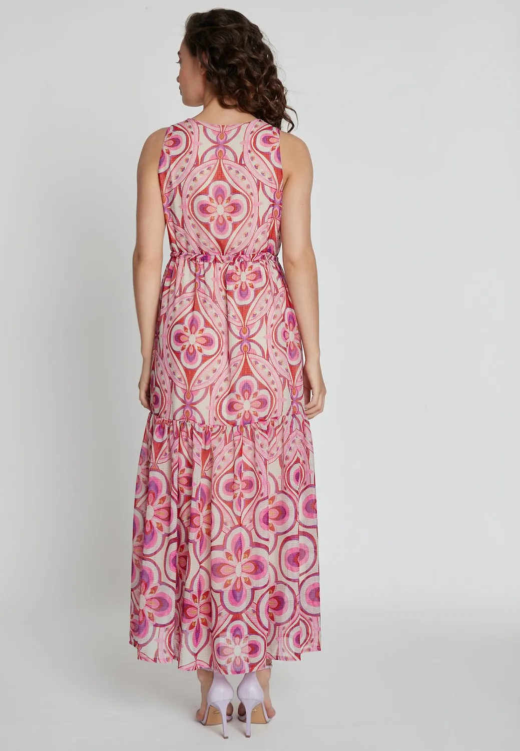 Ana Alcazar Kea abito lungo chiffon floreale viola