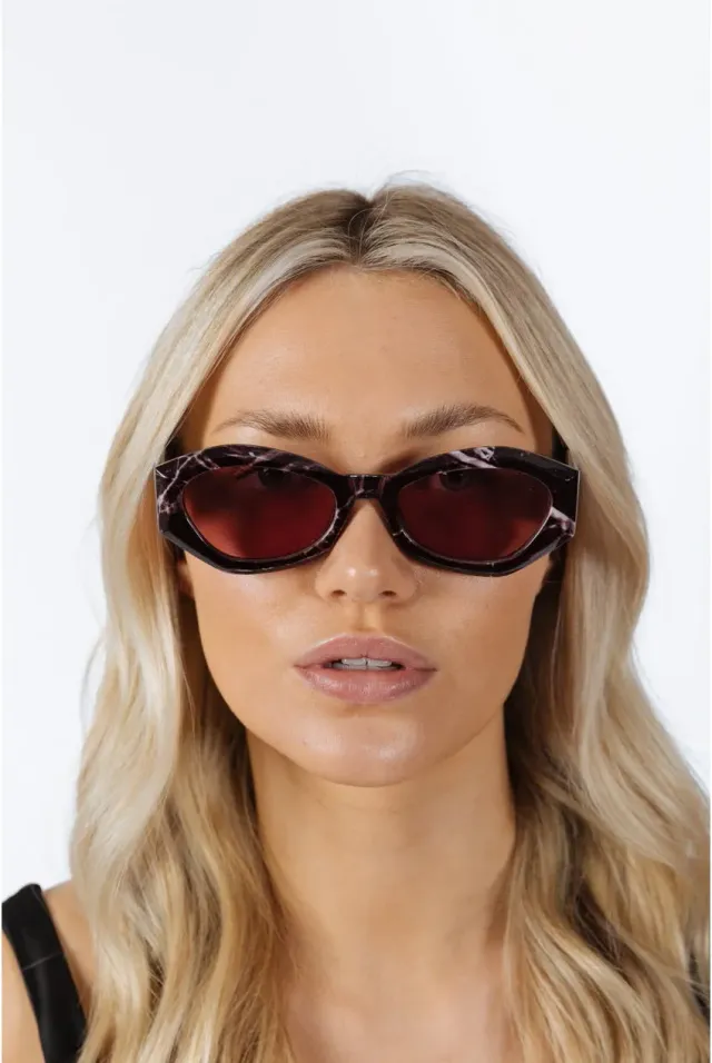 SVNX Occhiali da Sole Cat-Eye Rossi Retrò Lente Rossa UV400